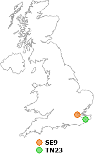 map showing distance between SE9 and TN23