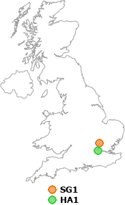 map showing distance between SG1 and HA1