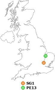 map showing distance between SG1 and PE13