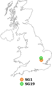map showing distance between SG1 and SG19