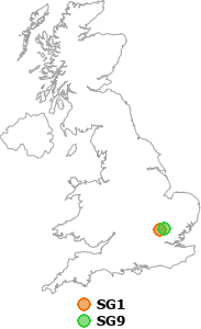 map showing distance between SG1 and SG9