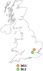map showing distance between SG1 and SL2