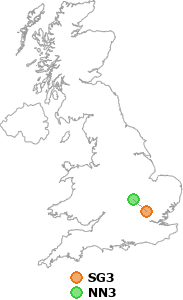 map showing distance between SG3 and NN3