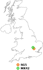 map showing distance between SG5 and MK42