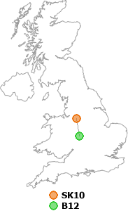 map showing distance between SK10 and B12