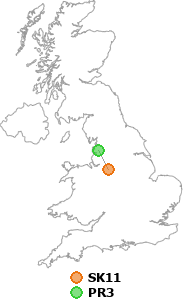 map showing distance between SK11 and PR3