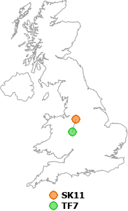 map showing distance between SK11 and TF7