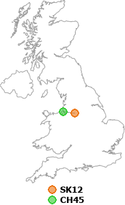 map showing distance between SK12 and CH45