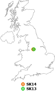 map showing distance between SK14 and SK13