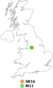 map showing distance between SK16 and M11