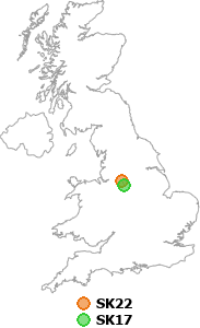 map showing distance between SK22 and SK17