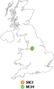 map showing distance between SK3 and M34