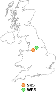 map showing distance between SK5 and WF5