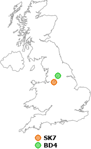 map showing distance between SK7 and BD4