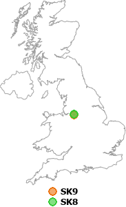 map showing distance between SK9 and SK8