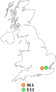 map showing distance between SL1 and E11