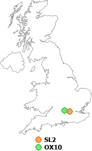 map showing distance between SL2 and OX10