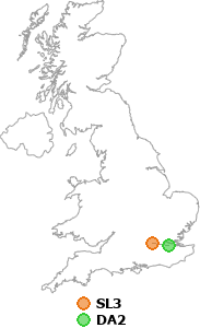 map showing distance between SL3 and DA2