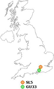 map showing distance between SL5 and GU33