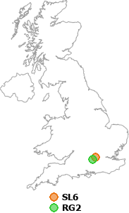 map showing distance between SL6 and RG2