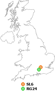 map showing distance between SL6 and RG24