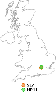 map showing distance between SL7 and HP11