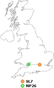 map showing distance between SL7 and NP26