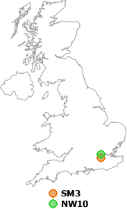 map showing distance between SM3 and NW10