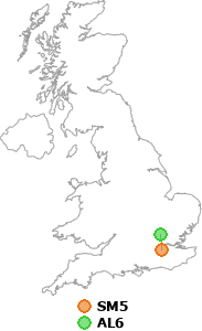 map showing distance between SM5 and AL6