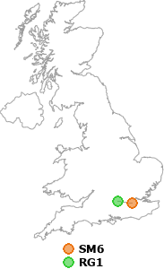 map showing distance between SM6 and RG1