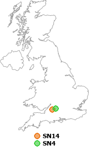 map showing distance between SN14 and SN4