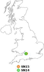 map showing distance between SN15 and SN14