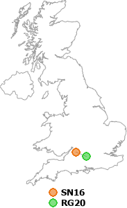 map showing distance between SN16 and RG20