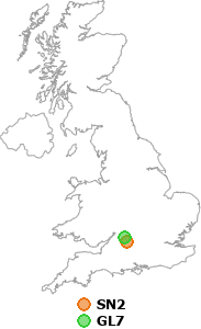 map showing distance between SN2 and GL7
