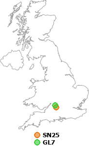 map showing distance between SN25 and GL7