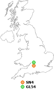 map showing distance between SN4 and GL54