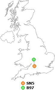 map showing distance between SN5 and B97
