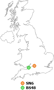 map showing distance between SN6 and BS48