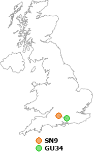 map showing distance between SN9 and GU34