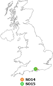 map showing distance between SO14 and SO15