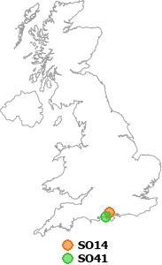 map showing distance between SO14 and SO41