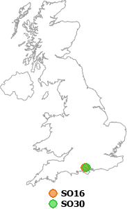 map showing distance between SO16 and SO30