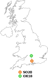 map showing distance between SO20 and OX18