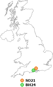map showing distance between SO21 and BH24