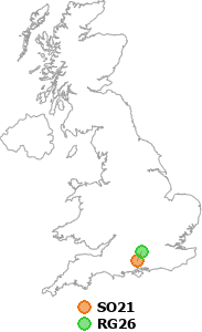 map showing distance between SO21 and RG26