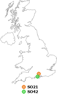 map showing distance between SO21 and SO42