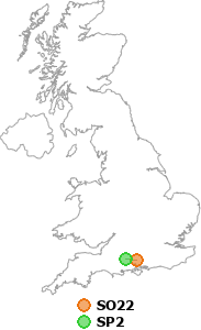map showing distance between SO22 and SP2