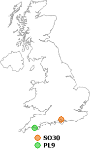 map showing distance between SO30 and PL9