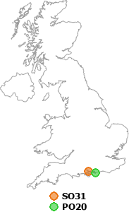 map showing distance between SO31 and PO20