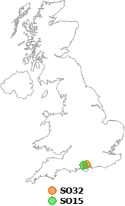 map showing distance between SO32 and SO15